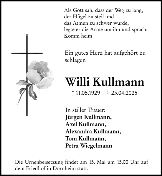 Traueranzeige von Willi Kullmann von Groß-Gerauer Echo