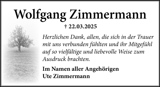 Traueranzeige von Wolfgang Zimmermann von Wiesbadener Kurier