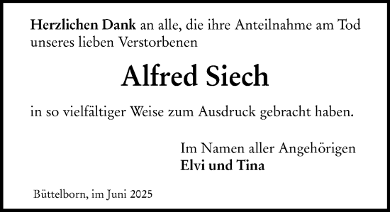 Traueranzeige von Alfred Siech von Groß-Gerauer Echo