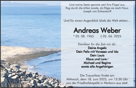 Traueranzeige von Andreas Weber von Dill Block