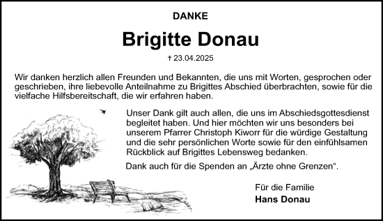 Traueranzeige von Brigitte Donau von Allgemeine Zeitung Mainz