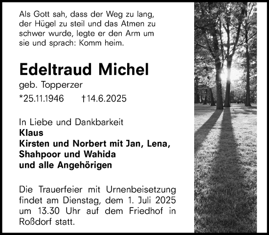 Traueranzeige von Edeltraud Michel von Darmstädter Echo