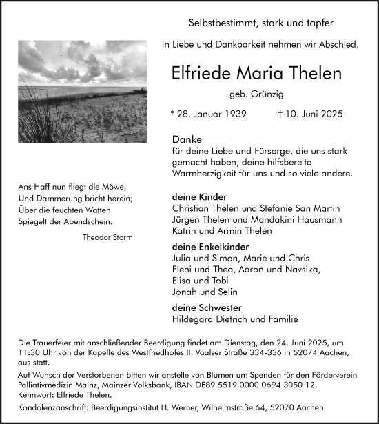 Traueranzeige von Elfriede Maria Thelen von Allgemeine Zeitung Mainz