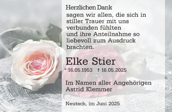 Traueranzeige von Elke Stier von Darmstädter Echo