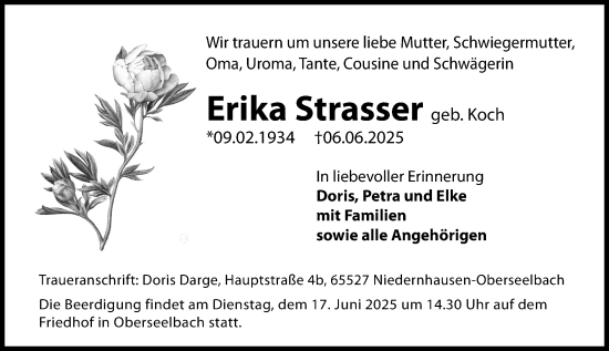 Traueranzeige von Erika Strasser von Idsteiner Land/Untertaunus