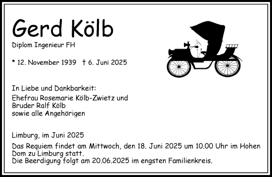 Traueranzeige von Gerd Kölb von Nassauische Neue Presse