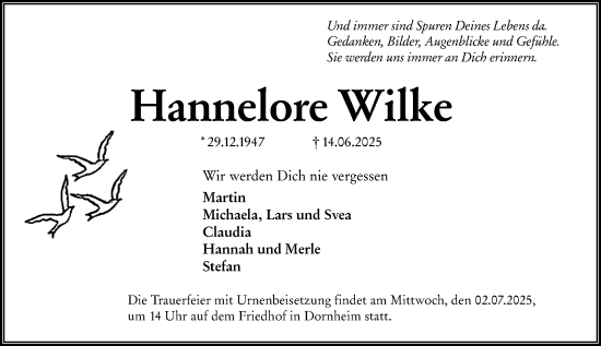 Traueranzeige von Hannelore Wilke von Groß-Gerauer Echo