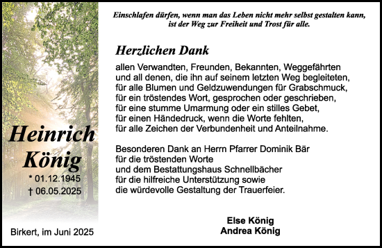 Traueranzeige von Heinrich König von Odenwälder Echo