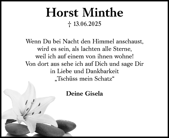 Traueranzeige von Horst Minthe von Allgemeine Zeitung Mainz