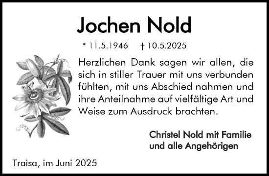 Traueranzeige von Jochen Nold von Darmstädter Echo