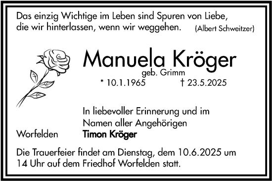 Traueranzeige von Manuela Kröger von Groß-Gerauer Echo