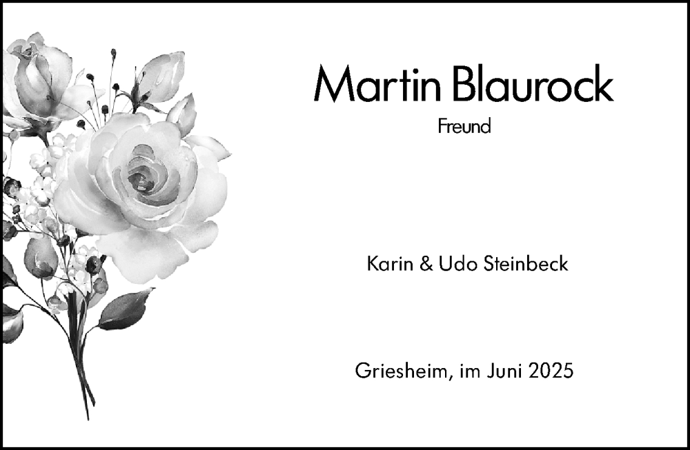  Traueranzeige für Martin Blaurock vom 14.06.2025 aus Darmstädter Echo