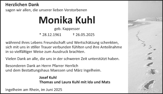 Traueranzeige von Monika Kuhl von Allgemeine Zeitung Rheinhessen-Nahe