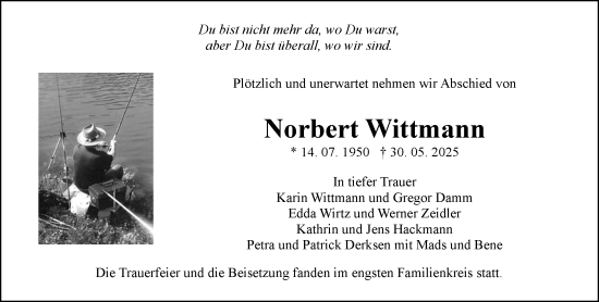 Traueranzeige von Norbert Wittmann von Allgemeine Zeitung Mainz