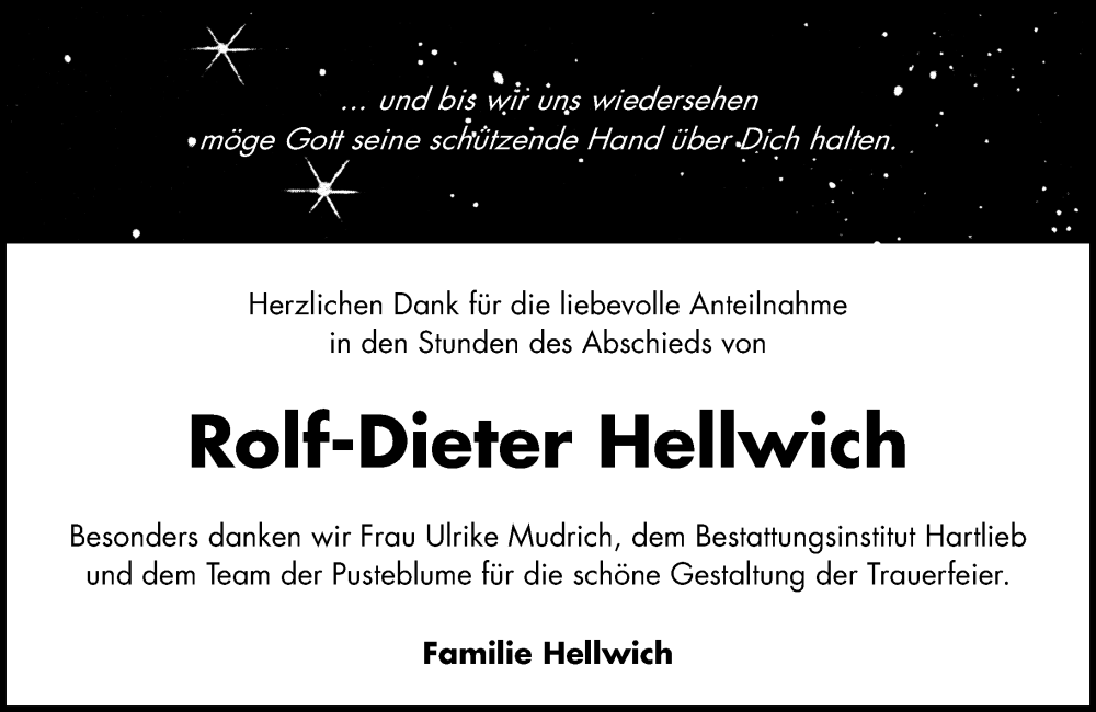  Traueranzeige für Rolf-Dieter Hellwich vom 05.06.2025 aus Camberger Anzeiger