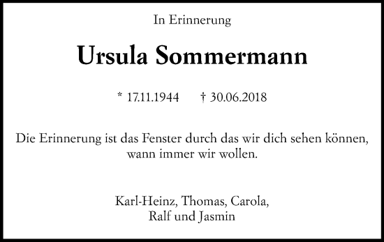 Traueranzeige von Ursula Sommermann von Darmstädter Echo