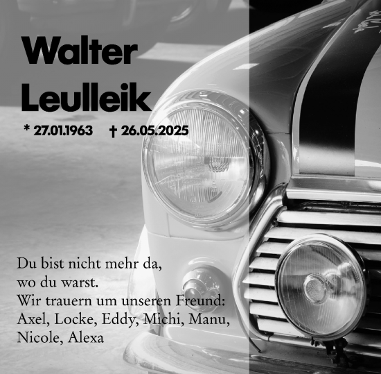 Traueranzeige von Walter Leulleik von Allgemeine Zeitung Alzey
