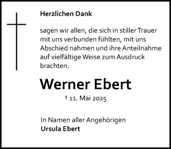 Traueranzeige von Werner Ebert von Allgemeine Zeitung Mainz