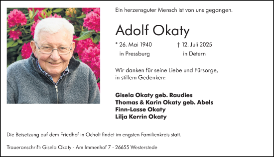 Traueranzeige von Adolf Okaty von Wiesbadener Kurier