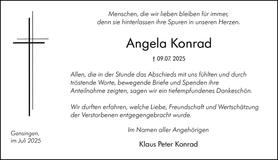 Traueranzeige von Angela Konrad von Binger-/Ingelheimer Wochenblatt