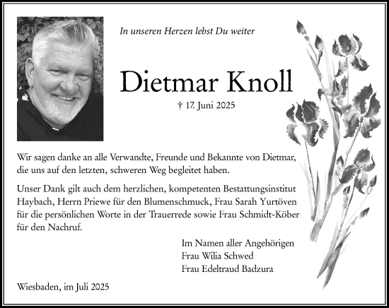 Traueranzeige von Dietmar Knoll von Wiesbadener Kurier