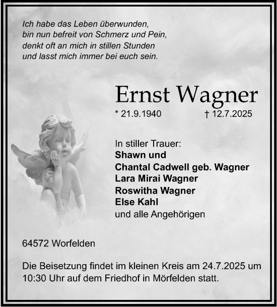 Traueranzeige von Ernst Wagner von Groß-Gerauer Echo