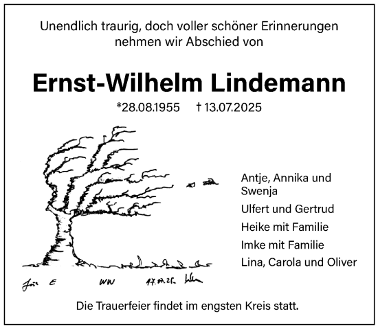 Traueranzeige von Ernst-Wilhelm Lindemann von Wiesbadener Kurier