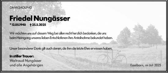 Traueranzeige von Friedel Nungässer von Allgemeine Zeitung Alzey