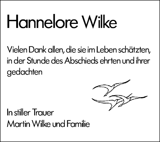 Traueranzeige von Hannelore Wilke von Groß-Gerauer Echo
