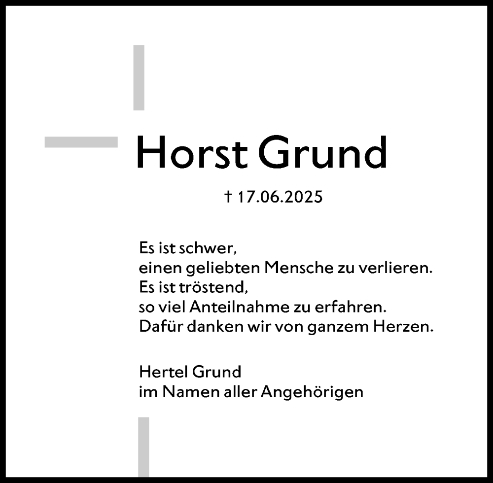  Traueranzeige für Horst Grund vom 26.07.2025 aus Wiesbadener Kurier