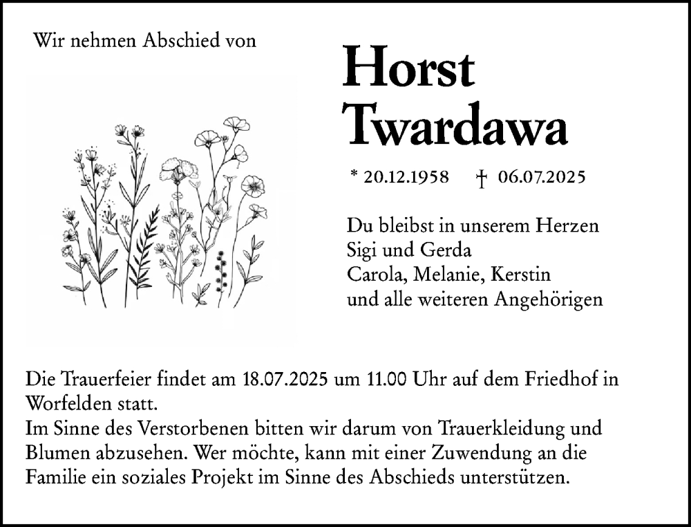  Traueranzeige für Horst Twardawa vom 12.07.2025 aus Groß-Gerauer Echo