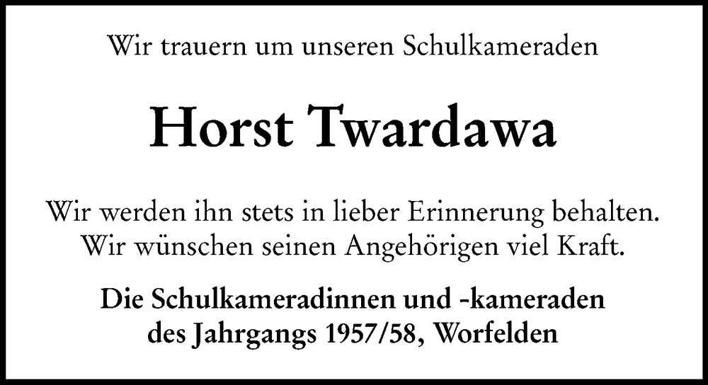  Traueranzeige für Horst Twardawa vom 19.07.2025 aus Groß-Gerauer Echo