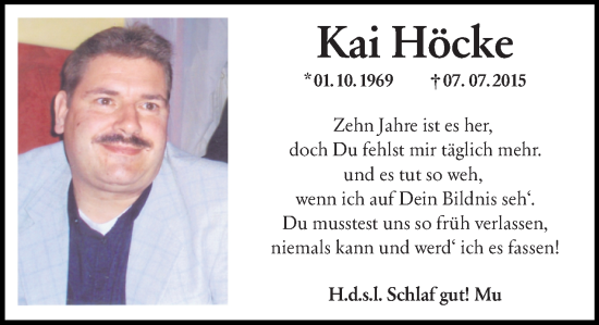 Traueranzeige von Kai Höcke von Allgemeine Zeitung Mainz