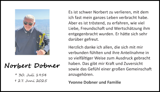 Traueranzeige von Norbert Dobner von Wiesbadener Kurier