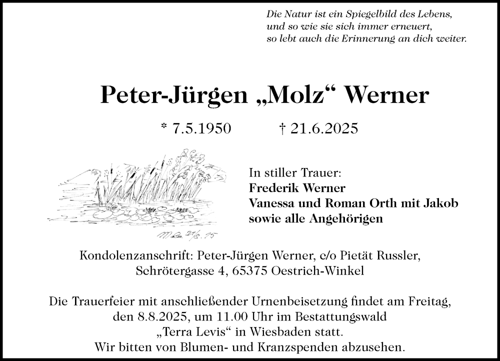  Traueranzeige für Peter-Jürgen Werner vom 19.07.2025 aus Rheingau Kurier