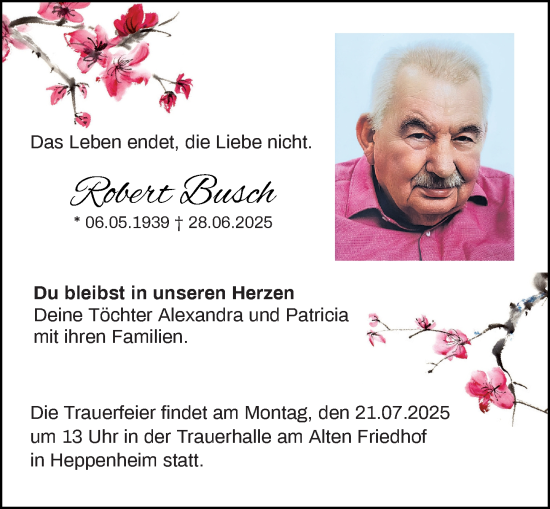 Traueranzeige von Robert Busch von Starkenburger Echo