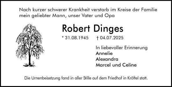 Traueranzeige von Robert Dinges von Idsteiner Land/Untertaunus