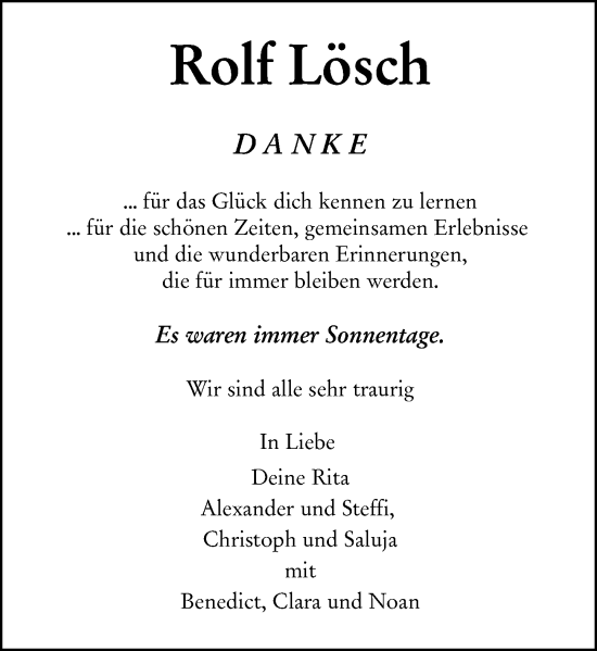 Traueranzeige von Rolf Lösch von Starkenburger Echo