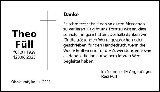 Traueranzeige von Theo Füll von Idsteiner Land/Untertaunus