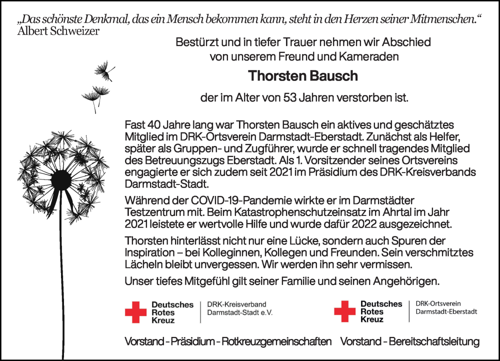  Traueranzeige für Thorsten Bausch vom 05.07.2025 aus Darmstädter Echo