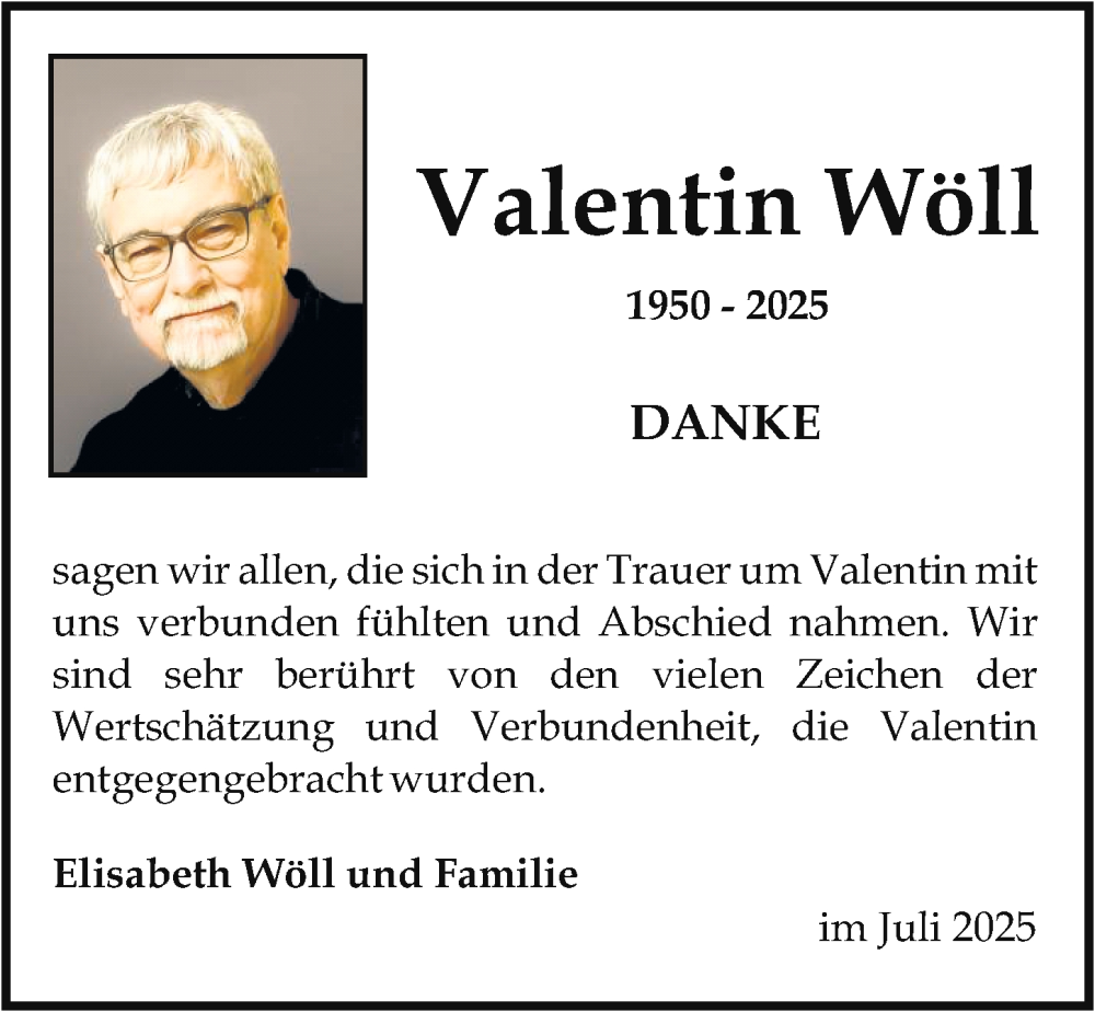  Traueranzeige für Valentin Wöll vom 05.07.2025 aus Allgemeine Zeitung Mainz