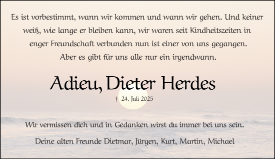 Traueranzeige von Dieter Herdes von Starkenburger Echo