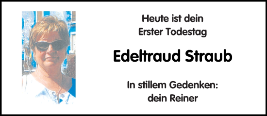 Traueranzeige von Edeltraud Straub von Allgemeine Zeitung Mainz