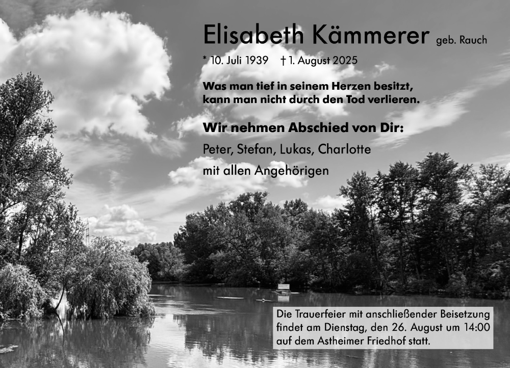  Traueranzeige für Elisabeth Kämmerer vom 16.08.2025 aus Rüsselsheimer Echo