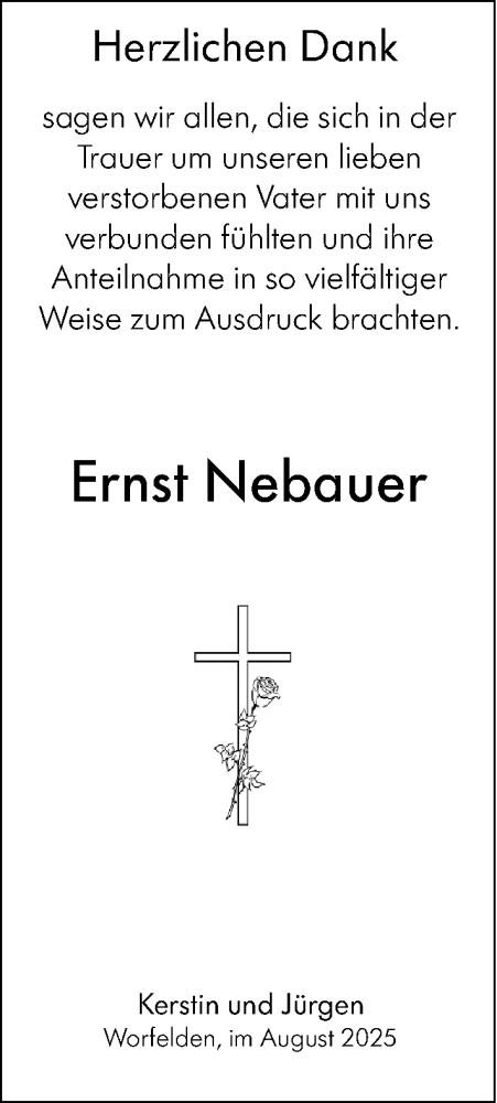  Traueranzeige für Ernst Nebauer vom 23.08.2025 aus Groß-Gerauer Echo