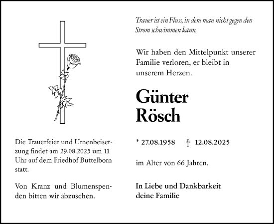 Traueranzeige von Günter Rösch von Groß-Gerauer Echo
