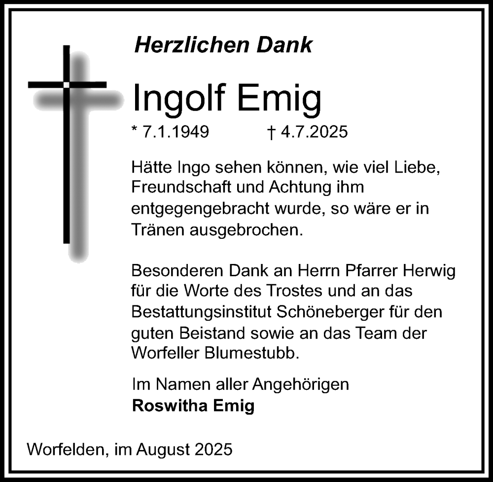  Traueranzeige für Ingolf Emig vom 09.08.2025 aus Groß-Gerauer Echo