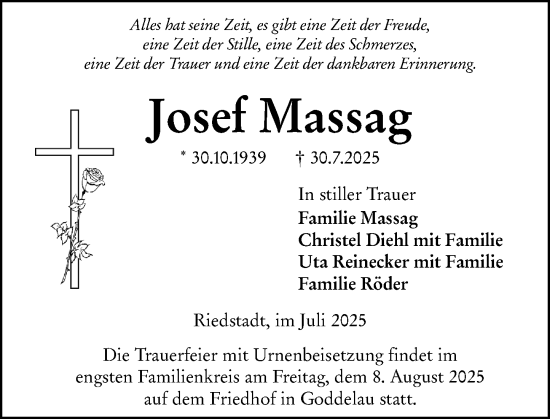 Traueranzeige von Josef Massag von Groß-Gerauer Echo