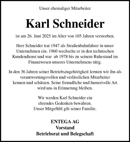 Traueranzeige von Karl Schneider von Odenwälder Echo
