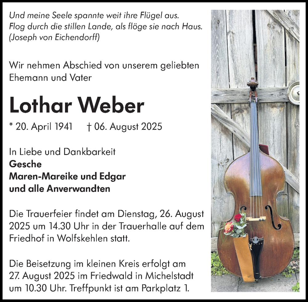  Traueranzeige für Lothar Weber vom 16.08.2025 aus Groß-Gerauer Echo
